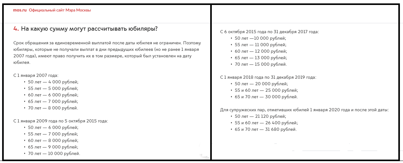 Выплата 50 лет совместной жизни госуслуги