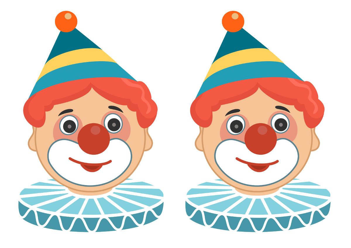 Мордочка клоуна. Аппликация "клоун". Клоуны для детей. Весёлые клоуны.