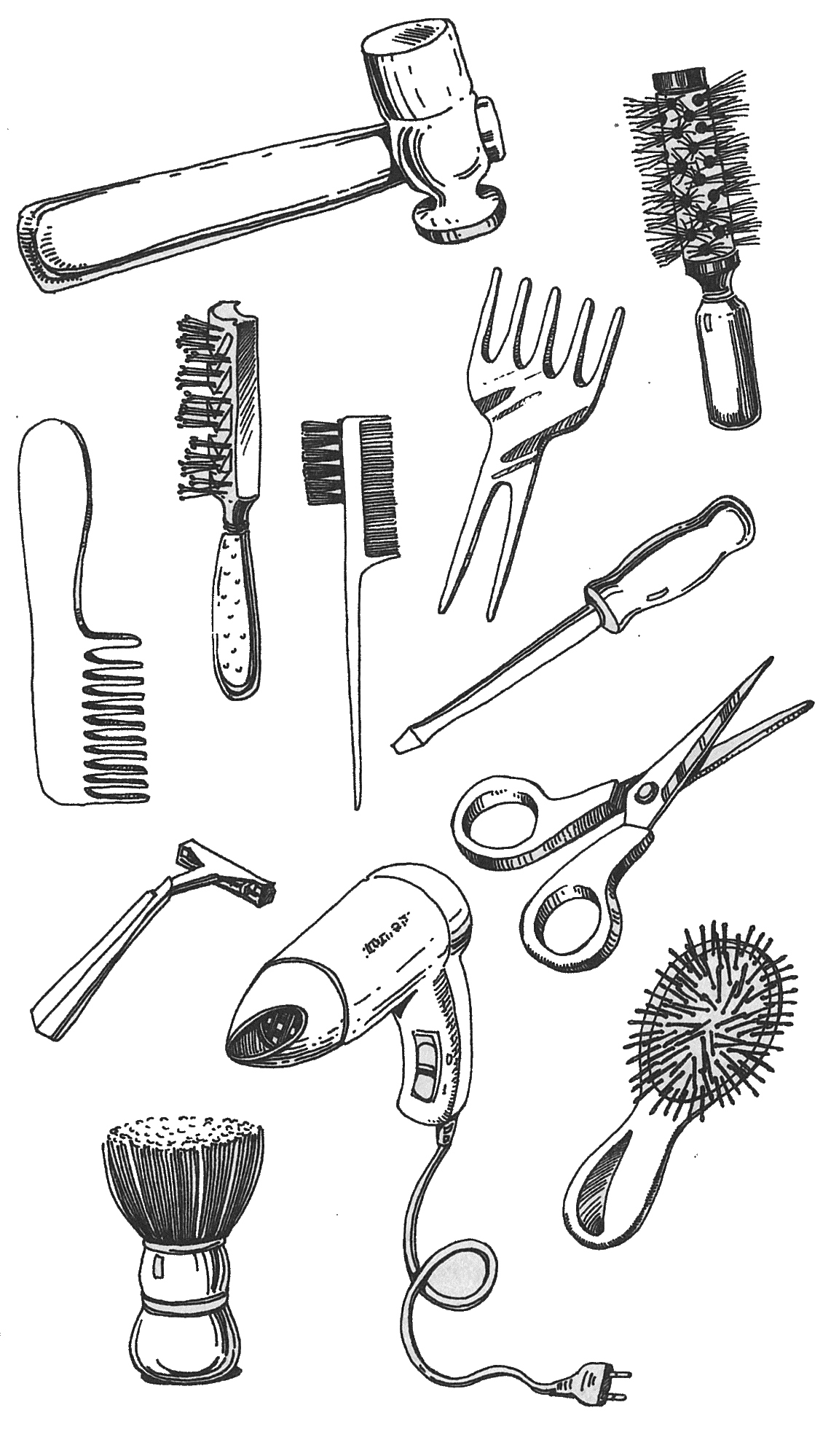 Рисование инструменты для парикмахера